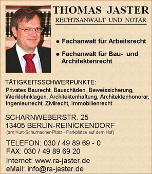 Jaster Thomas 13405 Berlin Reinickendorf öffnungszeiten Adresse